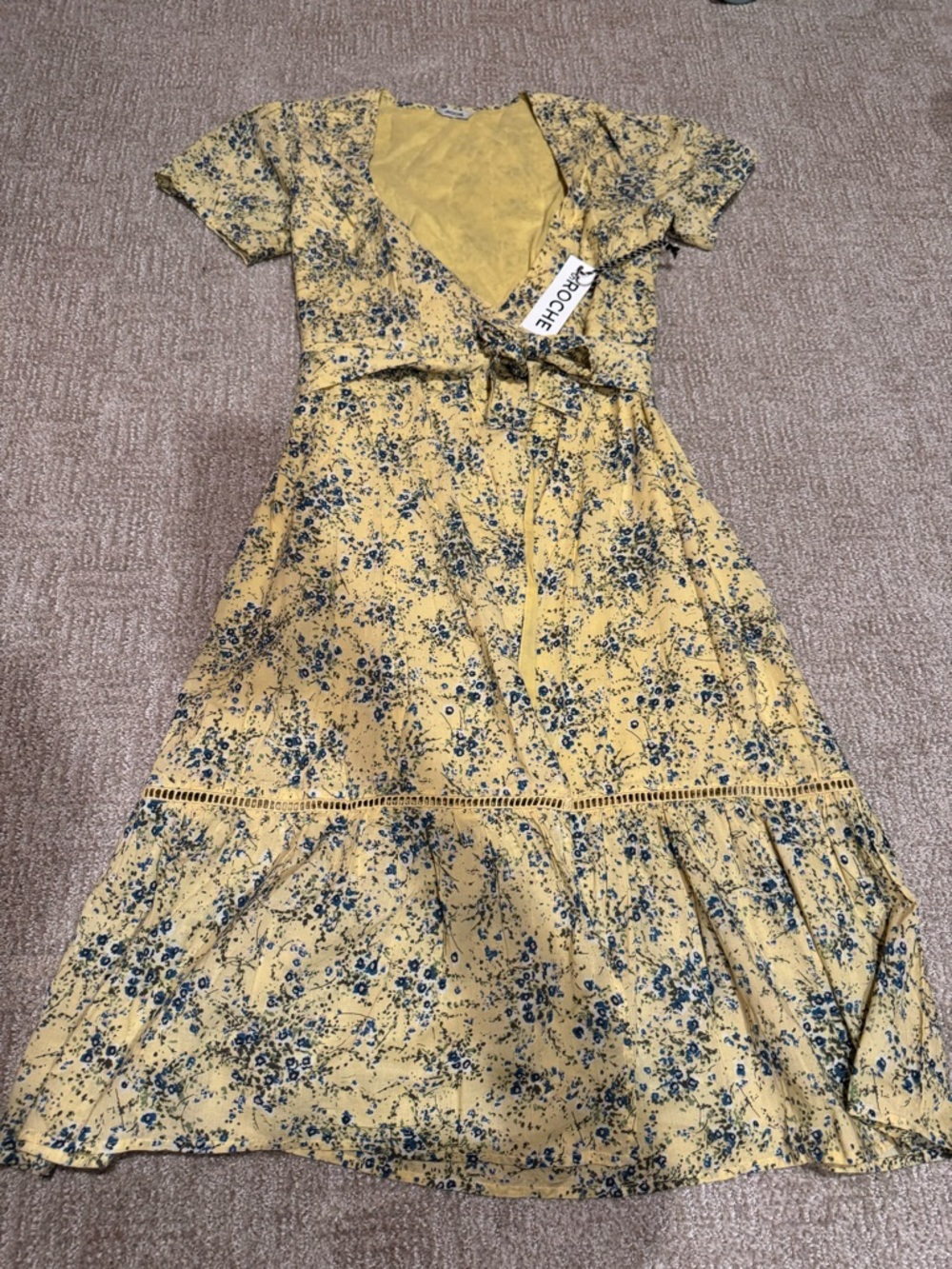 St Roche wrap dress midi 4 blue yellow floral lined